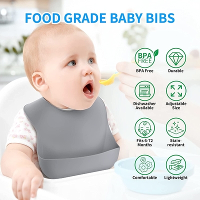 BPA Free ไม่มีผ้าเช็ดปากซิลิโคนเกรดอาหารที่เป็นอันตรายสำหรับเด็กปลอดภัยในน้ำเดือด