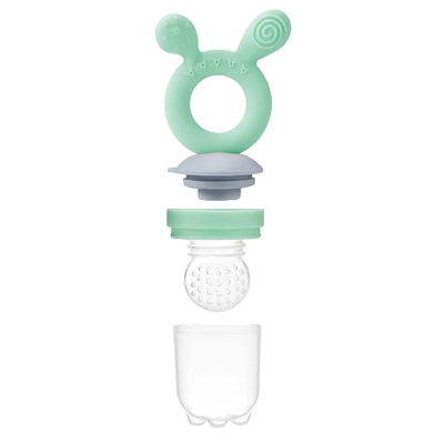 เครื่องป้อนผลไม้ผลไม้สดสำหรับเด็กสีเขียวและ Nibbler พร้อมซองใส่คลิป