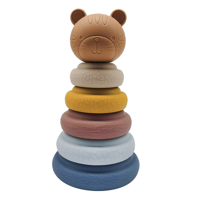 Early Educational Stacking Cricle Toys Nesting &amp; Building Rings Stacker Soft Silicone Squeeze Teethers Play Set