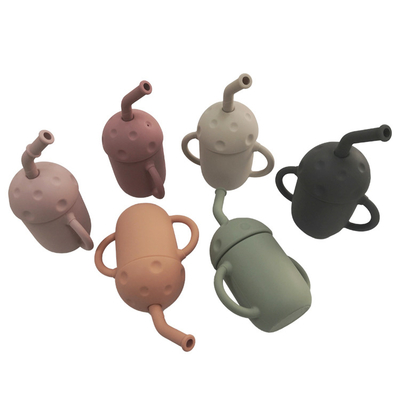ถ้วยฝึกซิลิโคนที่เป็นมิตรกับสิ่งแวดล้อมปลอดสาร BPA ซิลิโคนไม่มีถ้วย Sippy รั่วไหล FDA