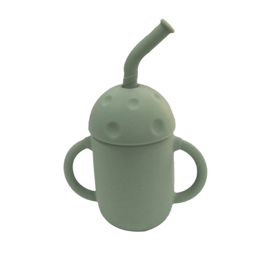 ถ้วยฝึกซิลิโคนที่เป็นมิตรกับสิ่งแวดล้อมปลอดสาร BPA ซิลิโคนไม่มีถ้วย Sippy รั่วไหล FDA