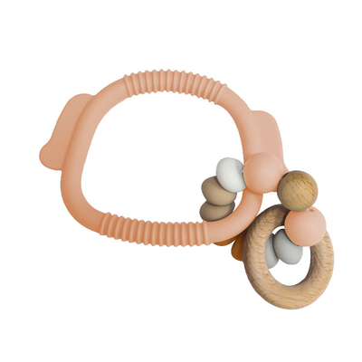 ที่รัก อ่อน 15mm ซิลิโคน Bead Teething Rings สร้อยข้อมือเป็นมิตรกับสิ่งแวดล้อมด้วยแหวนไม้