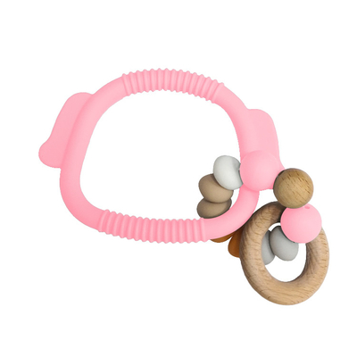 ที่รัก อ่อน 15mm ซิลิโคน Bead Teething Rings สร้อยข้อมือเป็นมิตรกับสิ่งแวดล้อมด้วยแหวนไม้