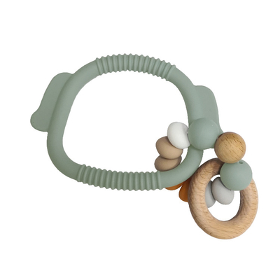 ที่รัก อ่อน 15mm ซิลิโคน Bead Teething Rings สร้อยข้อมือเป็นมิตรกับสิ่งแวดล้อมด้วยแหวนไม้