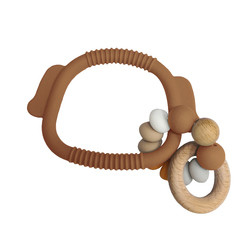 ที่รัก อ่อน 15mm ซิลิโคน Bead Teething Rings สร้อยข้อมือเป็นมิตรกับสิ่งแวดล้อมด้วยแหวนไม้
