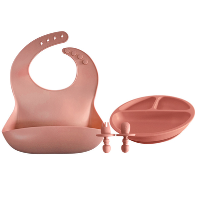 ชุดจานและช้อนเด็กอ่อนซิลิโคนอ่อน BPA Latex Free เอี๊ยมs เป็นมิตรกับสิ่งแวดล้อม 29x23cm