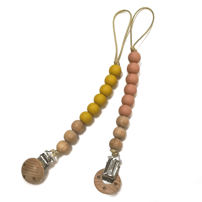 Anti Off ไม้ซิลิโคน Pacifier Holder คลิปโซ่ Eco freindly สำหรับเด็ก