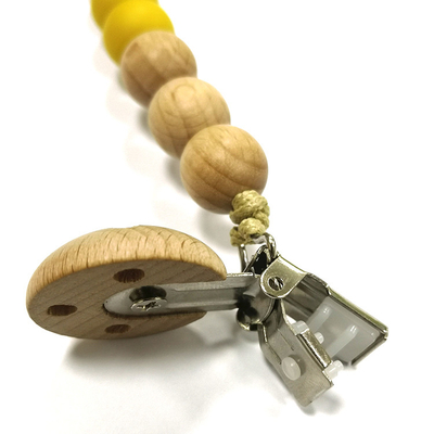 Anti Off ไม้ซิลิโคน Pacifier Holder คลิปโซ่ Eco freindly สำหรับเด็ก