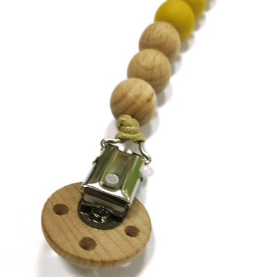 Anti Off ไม้ซิลิโคน Pacifier Holder คลิปโซ่ Eco freindly สำหรับเด็ก