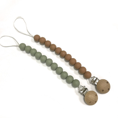 OEM BPA ฟรีซิลิโคน Teething Pacifier คลิป 15 มม. ลูกปัดปลอดภัย Pacifier Clips