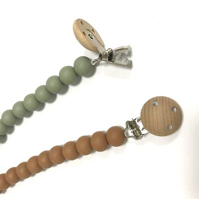 OEM BPA ฟรีซิลิโคน Teething Pacifier คลิป 15 มม. ลูกปัดปลอดภัย Pacifier Clips